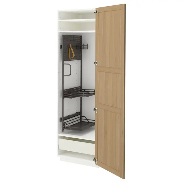 METOD / MAXIMERA Висока шафа/господарське наповнення - білий/Forsbacka дуб 60x60x200 см