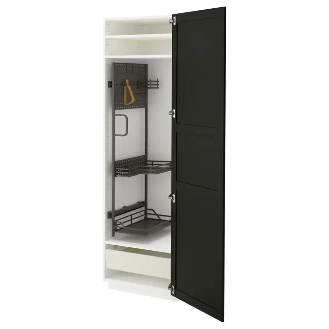 METOD / MAXIMERA Висока шафа/господарське наповнення - білий/Lerhyttan чорна морилка 60x60x200 см
