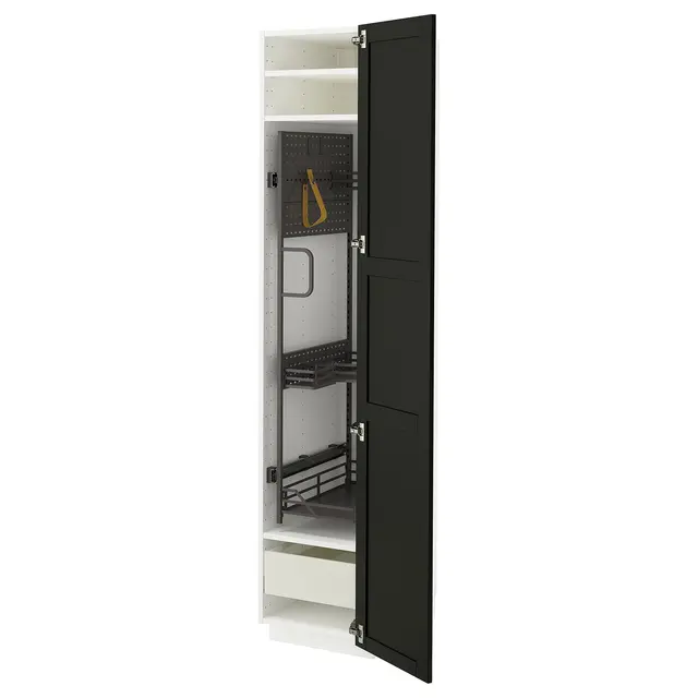 METOD / MAXIMERA Висока шафа/господарське наповнення - білий/Lerhyttan чорна морилка 40x60x200 см