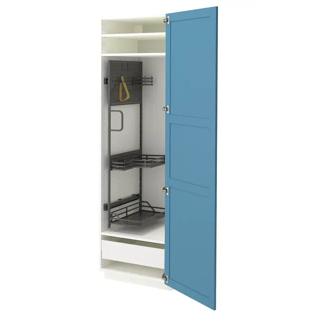 METOD / MAXIMERA Висока шафа/господарське наповнення - білий/Lerhyttan синій 60x60x200 см