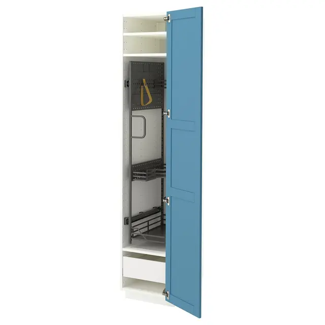 METOD / MAXIMERA Висока шафа/господарське наповнення - білий/Lerhyttan синій 40x60x200 см