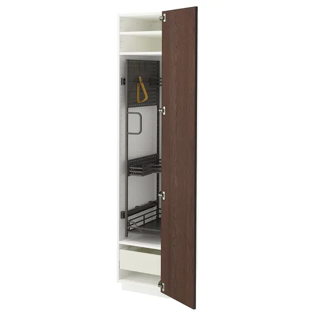 METOD / MAXIMERA Висока шафа/господарське наповнення - білий/Sinarp коричневий 40x60x200 см