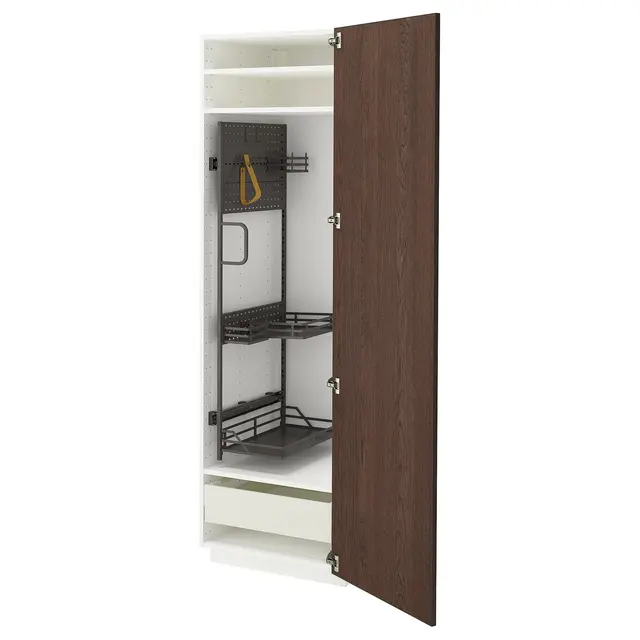 METOD / MAXIMERA Висока шафа/господарське наповнення - білий/Sinarp коричневий 60x60x200 см