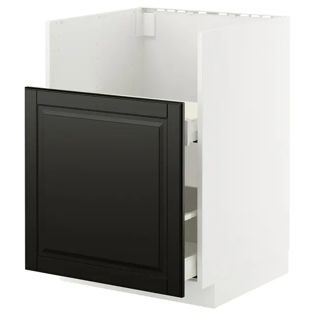 METOD / MAXIMERA Шафка для мийки TALLSJÖN - білий/Bodbyn чорний 60x60 см
