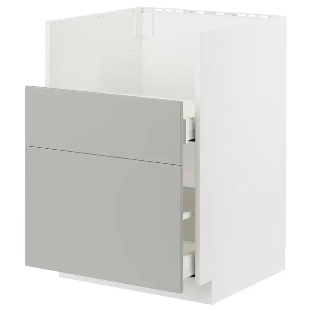 METOD / MAXIMERA Шафка для мийки TALLSJÖN - білий/Havstorp світло-сірий 60x60 см