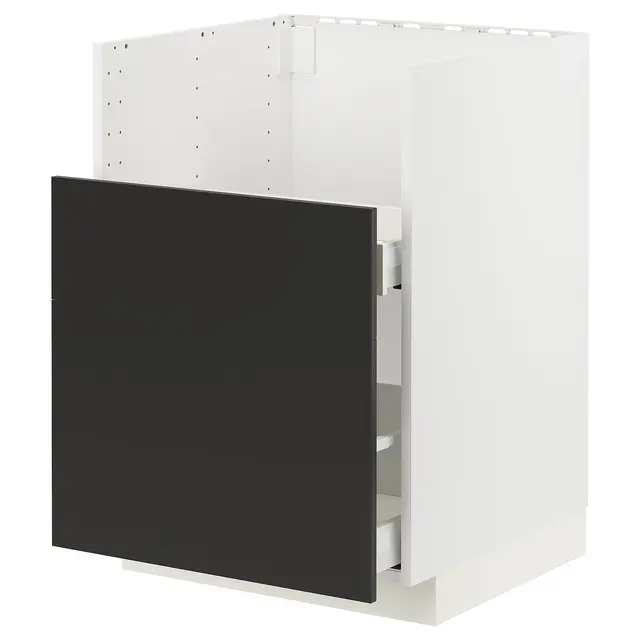 METOD / MAXIMERA Шафка для мийки TALLSJÖN - білий/Nickebo матовий антрацит 60x60 см