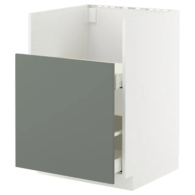 METOD / MAXIMERA Шафка для мийки TALLSJÖN - білий/Nickebo матовий сіро-зелений 60x60 см