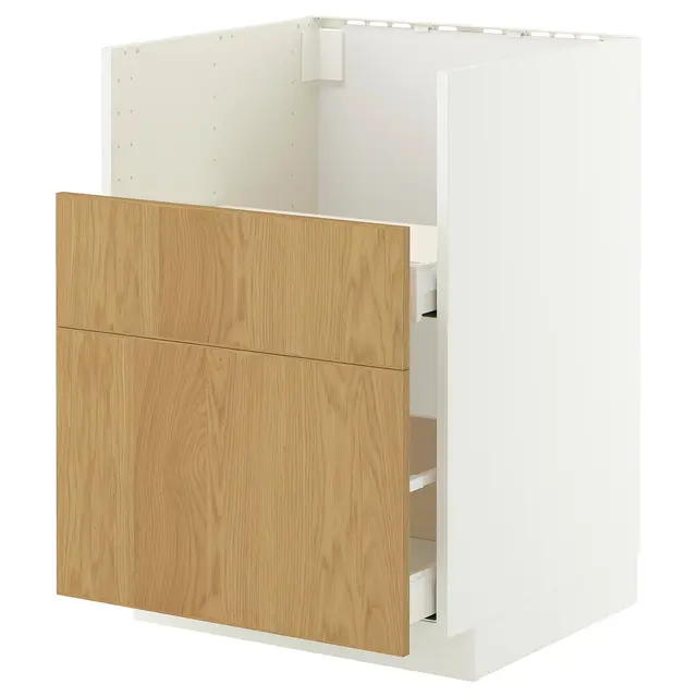 METOD / MAXIMERA Шафка для мийки TALLSJÖN - білий/Sinarp дубовий шпон 60x60 см