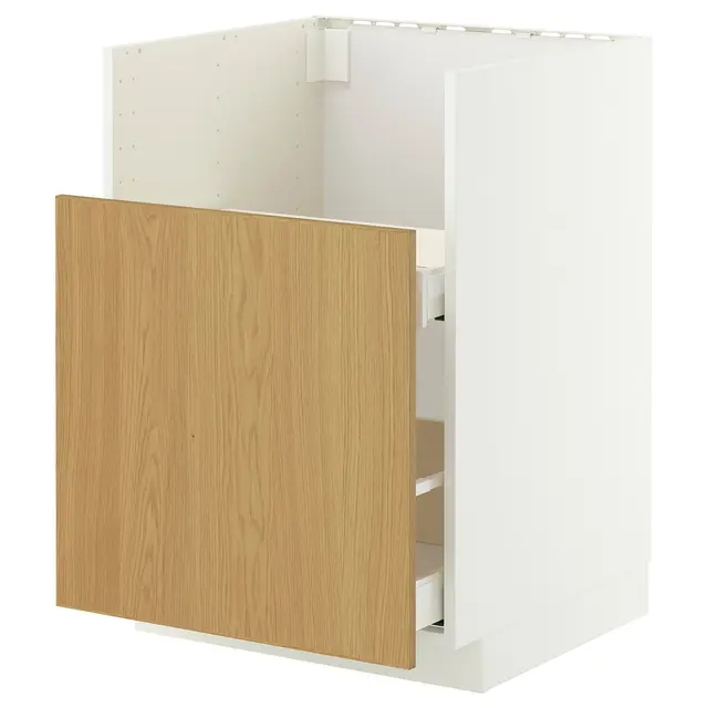 METOD / MAXIMERA Шафка для мийки TALLSJÖN - білий/Sinarp дубовий шпон 60x60 см
