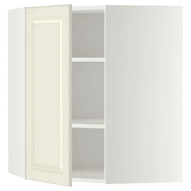 METOD Кутова настінна шафка з полицями - білий/Bodbyn кремовий 68x80 см
