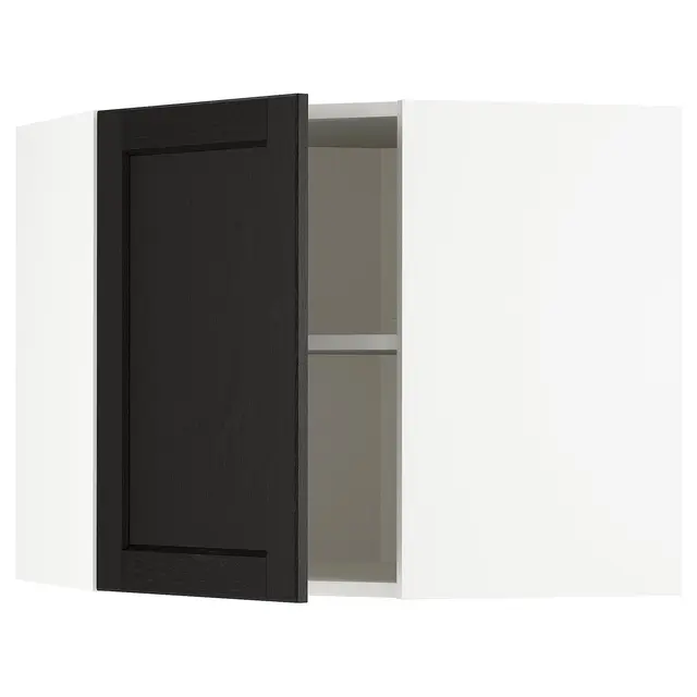 METOD Кутова настінна шафка з полицями - білий/Lerhyttan чорна морилка 68x60 см