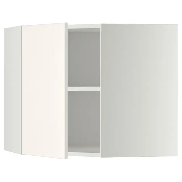 METOD Кутова настінна шафка з полицями - білий/Veddinge білий 68x60 см