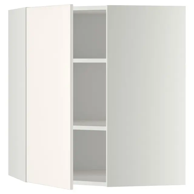 METOD Кутова настінна шафка з полицями - білий/Veddinge білий 68x80 см