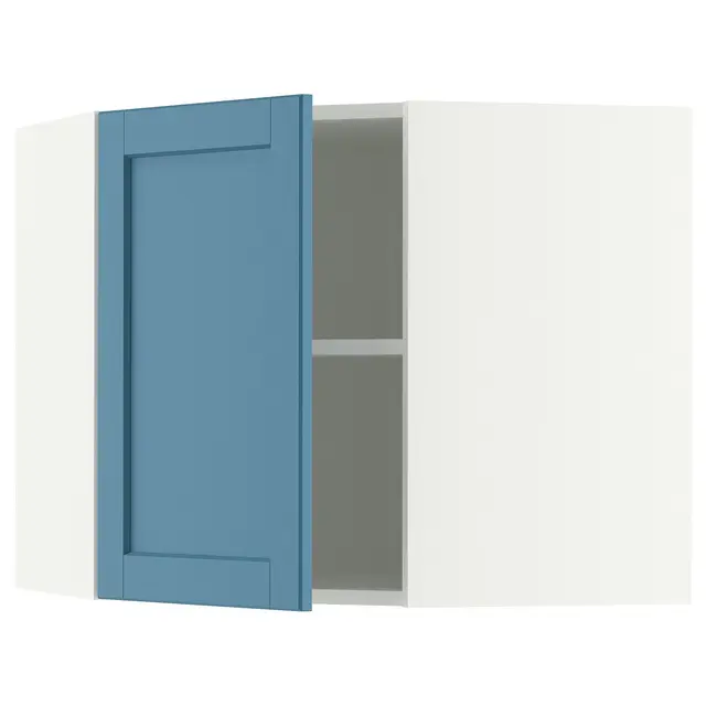 METOD Кутова настінна шафка з полицями - білий/Lerhyttan синій 68x60 см