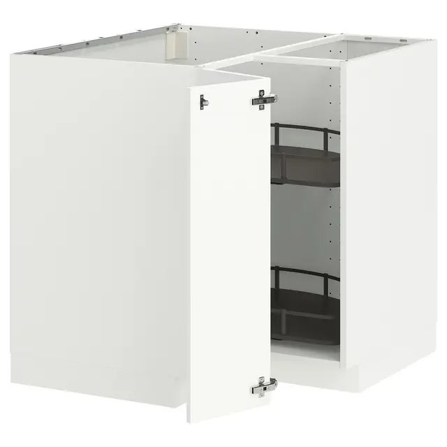 METOD Кутова підлогова шафка з каруселлю - білий/Ringhult білий 88x88 см