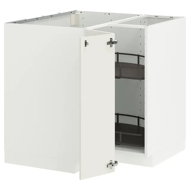 METOD Кутова підлогова шафка з каруселлю - білий/Veddinge білий 88x88 см