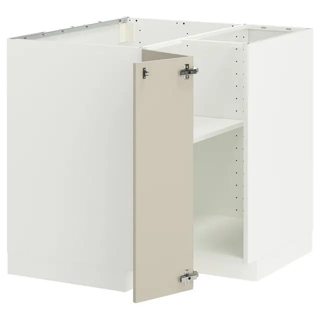 METOD Кутова підлогова шафка з полицею - білий/Havstorp бежевий 88x88 см