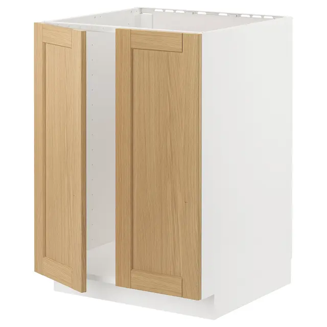METOD Шафка під мийку/2 дверцят - білий/Forsbacka дуб 60x60 см