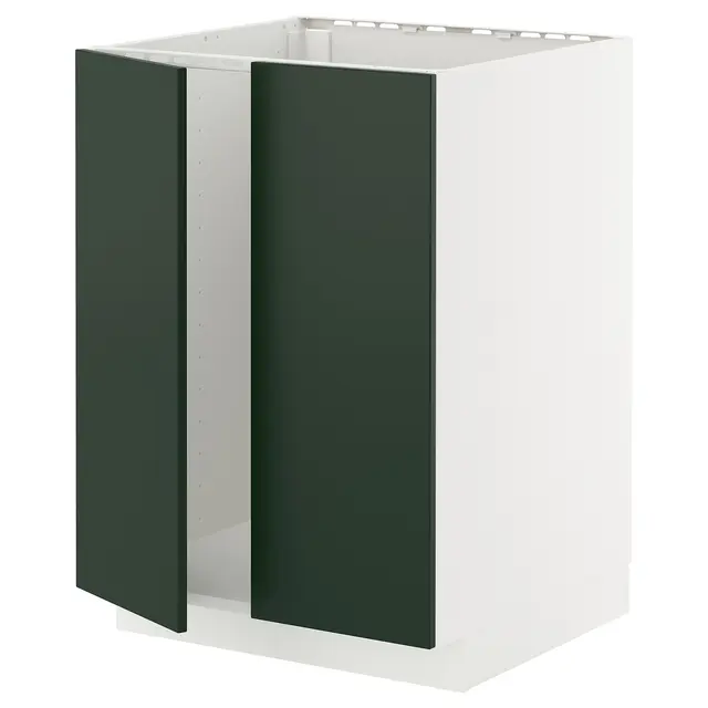 METOD Шафка під мийку/2 дверцят - білий/Havstorp глибокий зелений 60x60 см
