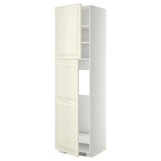 METOD Висока шафка для холодильника з 2 дверцятами - білий/Bodbyn кремовий 60x60x220 см