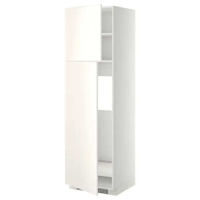 METOD Висока шафка для холодильника з 2 дверцятами - білий/Veddinge білий 60x60x200 см