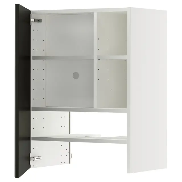 METOD Шафка для витяжки з полицею/дверцятами - білий/Bodbyn чорний 60x80 см