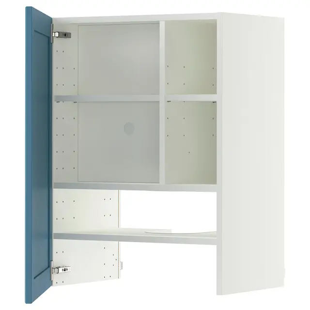METOD Шафка для витяжки з полицею/дверцятами - білий/Lerhyttan синій 60x80 см