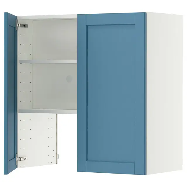 METOD Шафка для витяжки з полицею/дверцятами - білий/Lerhyttan синій 80x80 см
