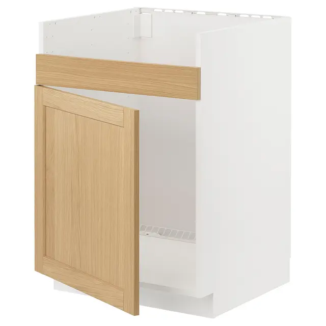 METOD Шафка під мийку HAVSEN з 1 чашею - білий/Forsbacka дуб 60x60 см
