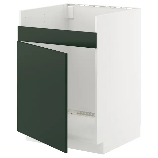 METOD Шафка під мийку HAVSEN з 1 чашею - білий/Havstorp глибокий зелений 60x60 см