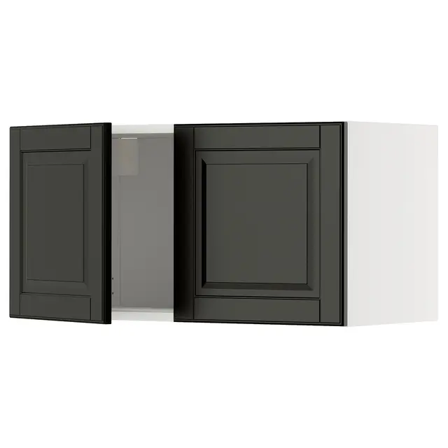 METOD Настінна шафка/2 дверцят - білий/Bodbyn чорний 80x40 см