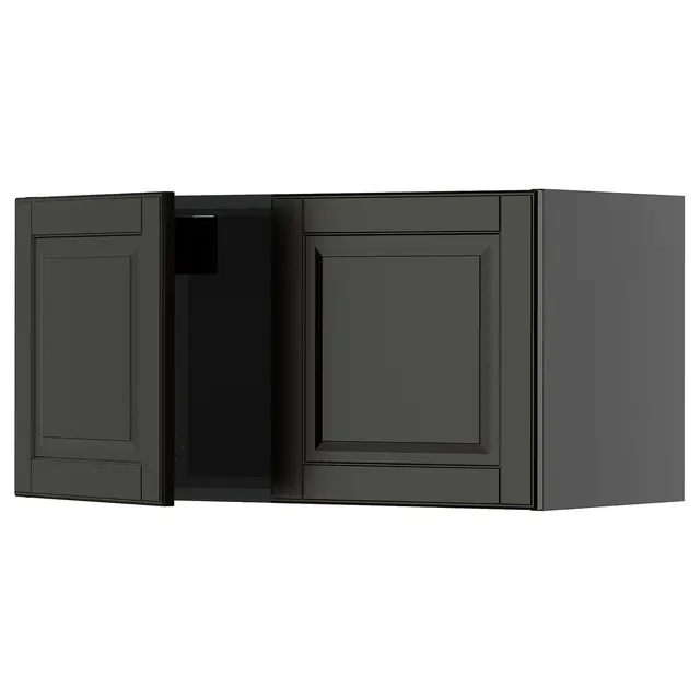 METOD Настінна шафка/2 дверцят - чорно-сірий/Bodbyn чорний 80x40 см