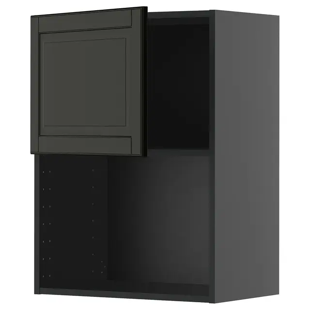 METOD Настінна шафка для мікрохвильової печі - чорно-сірий/Bodbyn чорний 60x80 см