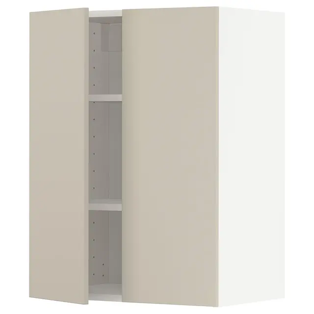 METOD Настінна шафка з полицями/2 дверцят - білий/Havstorp бежевий 60x80 см