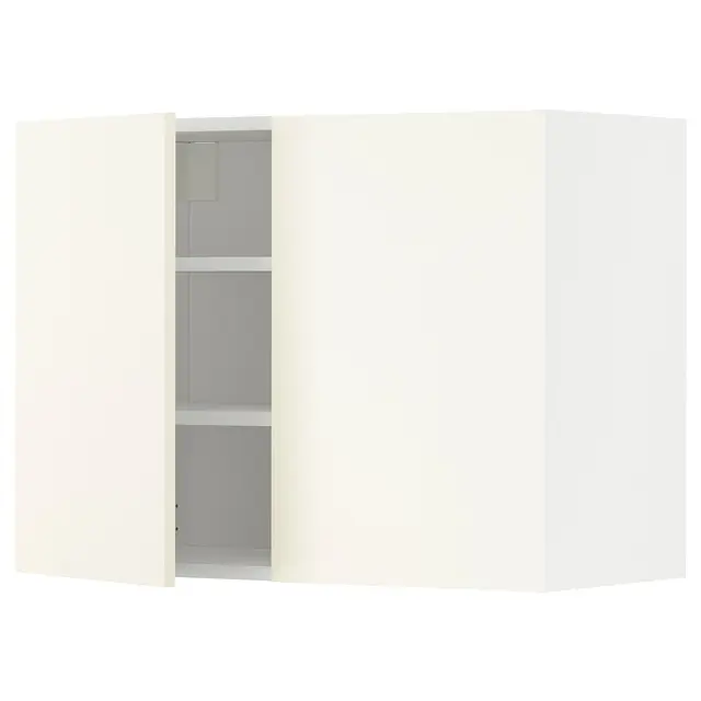 METOD Настінна шафка з полицями/2 дверцят - білий/Vallstena білий 80x60 см