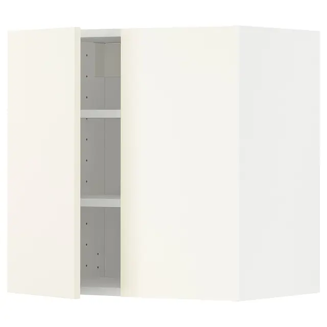 METOD Настінна шафка з полицями/2 дверцят - білий/Vallstena білий 60x60 см