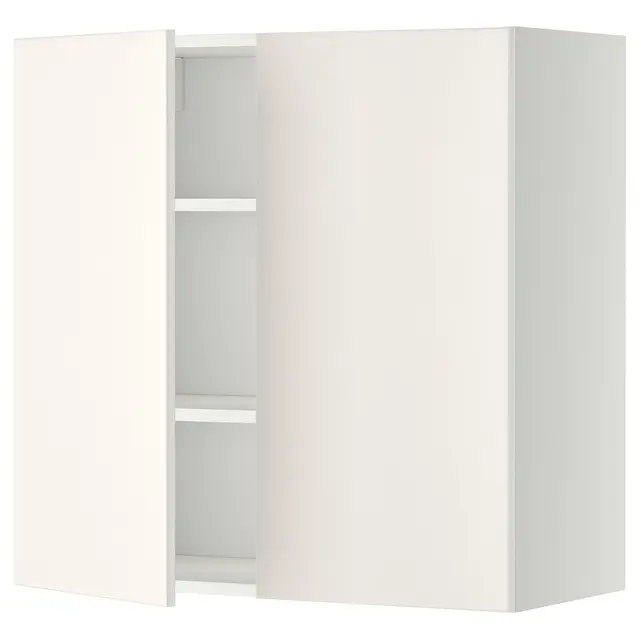 METOD Настінна шафка з полицями/2 дверцят - білий/Veddinge білий 80x80 см
