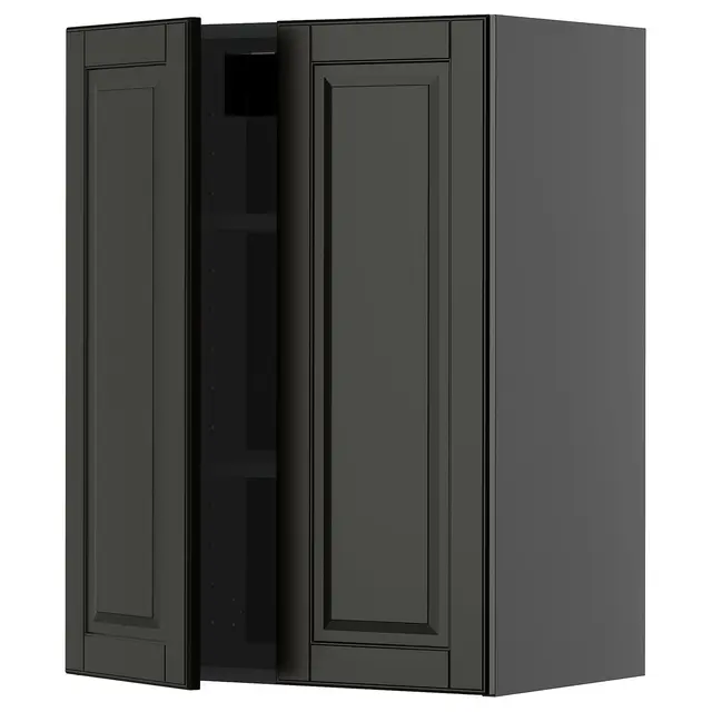 METOD Настінна шафка з полицями/2 дверцят - чорно-сірий/Bodbyn чорний 60x80 см