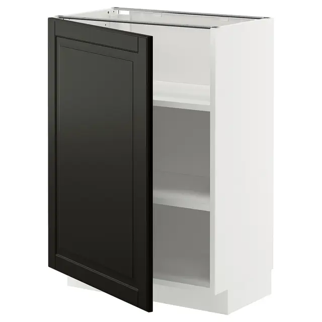 METOD Підлогова шафка/полиці - білий/Bodbyn чорний 60x37 см