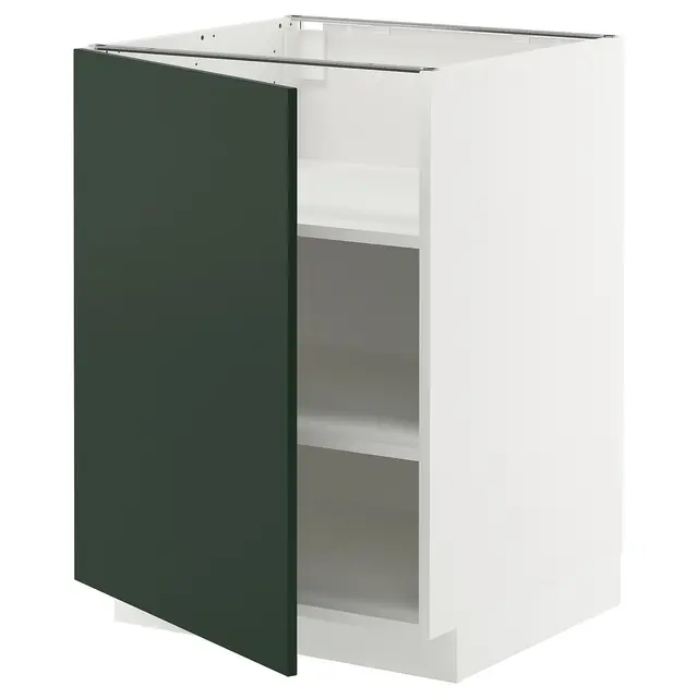 METOD Підлогова шафка/полиці - білий/Havstorp глибокий зелений 60x60 см