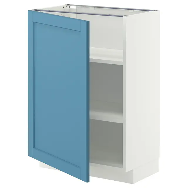 METOD Підлогова шафка/полиці - білий/Lerhyttan синій 60x37 см