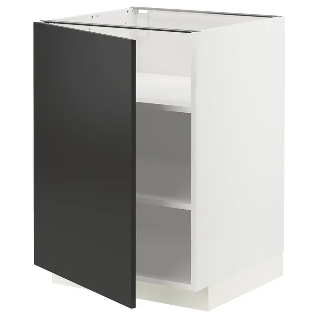 METOD Підлогова шафка/полиці - білий/Nickebo матовий антрацит 60x60 см