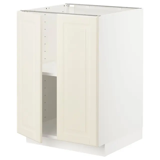 METOD Підлогова шафка/полиці/2 дверцят - білий/Bodbyn кремовий 60x60 см