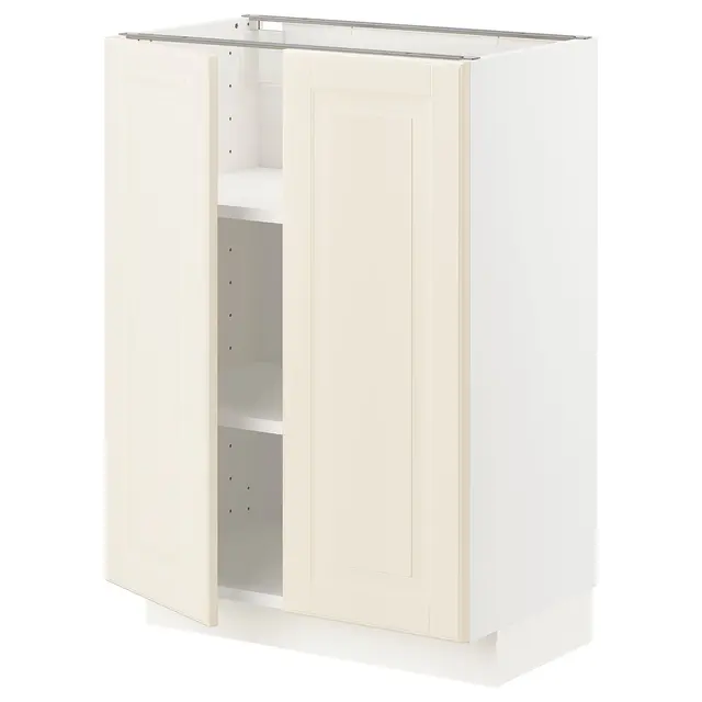 METOD Підлогова шафка/полиці/2 дверцят - білий/Bodbyn кремовий 60x37 см