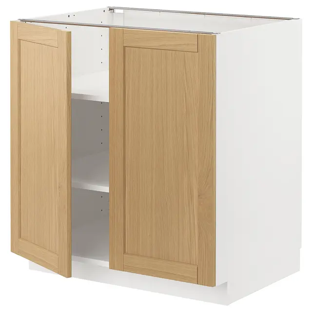METOD Підлогова шафка/полиці/2 дверцят - білий/Forsbacka дуб 80x60 см