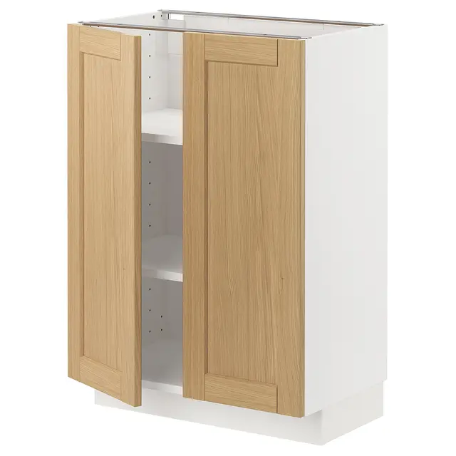 METOD Підлогова шафка/полиці/2 дверцят - білий/Forsbacka дуб 60x37 см