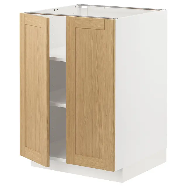METOD Підлогова шафка/полиці/2 дверцят - білий/Forsbacka дуб 60x60 см