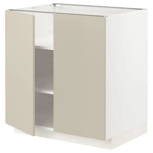 METOD Підлогова шафка/полиці/2 дверцят - білий/Havstorp бежевий 80x60 см