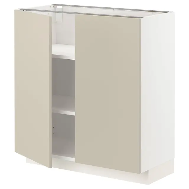 METOD Підлогова шафка/полиці/2 дверцят - білий/Havstorp бежевий 80x37 см