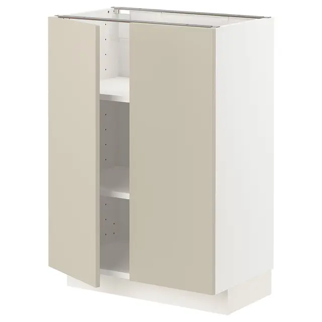 METOD Підлогова шафка/полиці/2 дверцят - білий/Havstorp бежевий 60x37 см